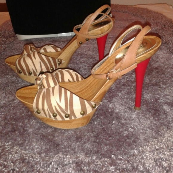 SOLD     Guess Platform Open Toe Slingback Shoes