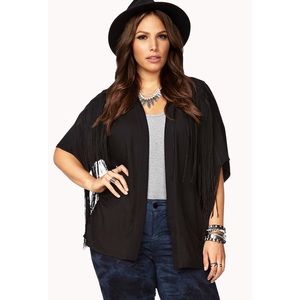 NWT Forever 21 Black Fringe Cardigan