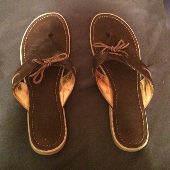 Sperry Top Sider Leather Flip Flops Size 9