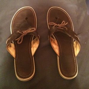Sperry Top Sider Leather Flip Flops Size 9