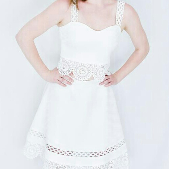 English Factory White Crop Top & Skirt - Picture 2 of 4