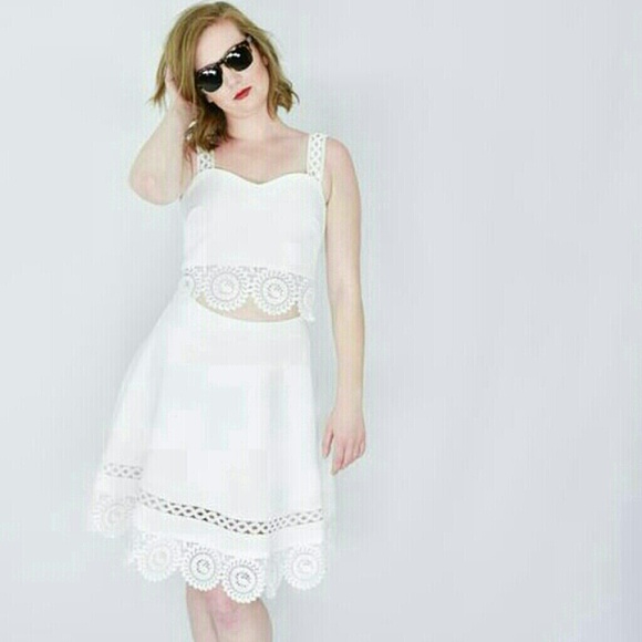 English Factory White Crop Top & Skirt - Picture 3 of 4