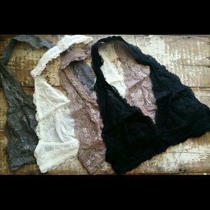 Lace Halter Bralette - black