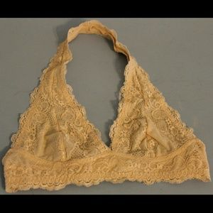Lace Halter Bralette - beige