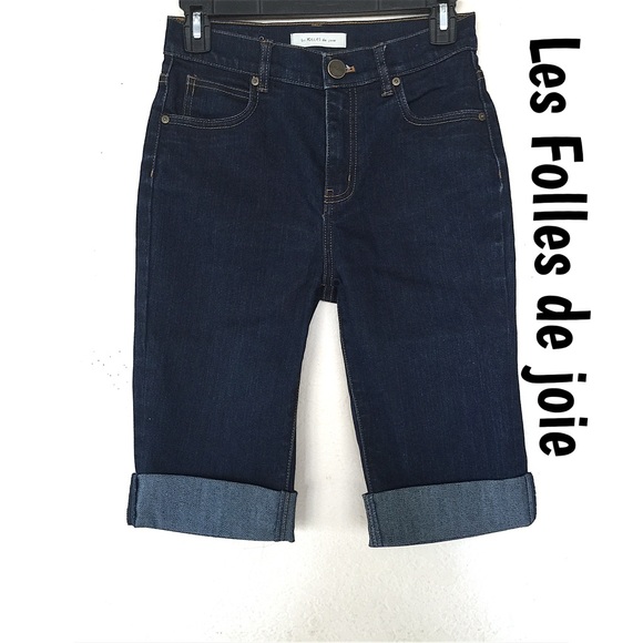 💥Cute Les Folles de joie stretch long shorts💥 - Picture 2 of 4