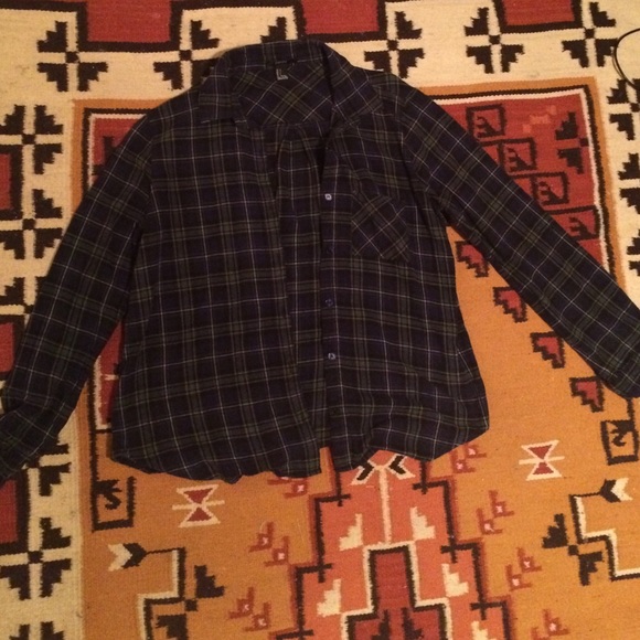 Dark green plaid/flannel button up