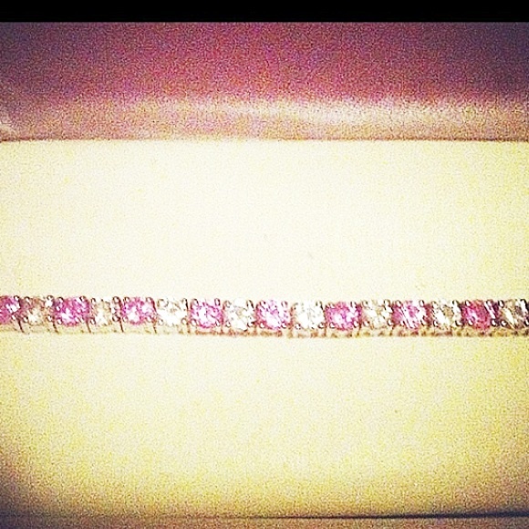 925 silver pink and white topaz tennis bracelet