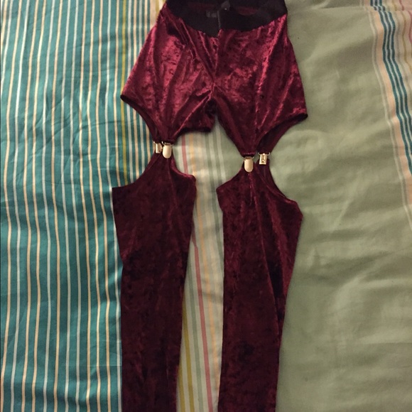 Red Velvet Garter Leggings