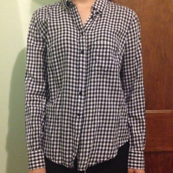 Navy Blue and White boxed button up from GAP - Picture 1 of 3