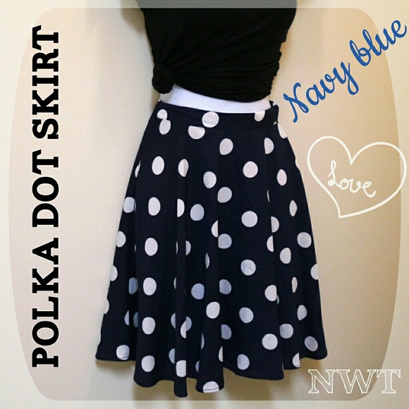 Navy blue & white dot skirt