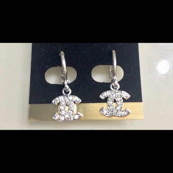Double C rhinestone earrings