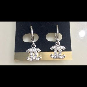 Double C rhinestone earrings