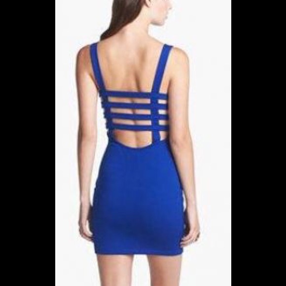 Blue Back Caged Mini Bodycon Dress