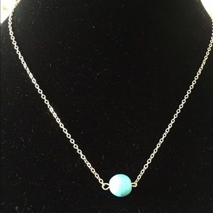 Turquoise circle gold plated necklace