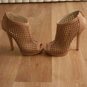 (SOLD) Michael Kors Peep Toe Leather Cage Bootie