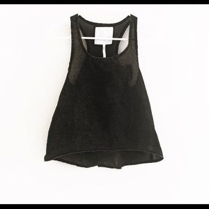 Black Acid-Wash Cropped Tank