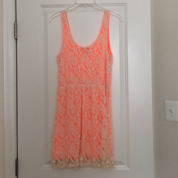 Charlotte Russe Dresses & Skirts - Charlotte Russe neon lace skater dress, size s