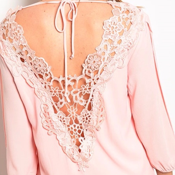 🎬PICTURE PERFECT! Pink Lace Tie Back Dress.😍😍 - Picture 2 of 4