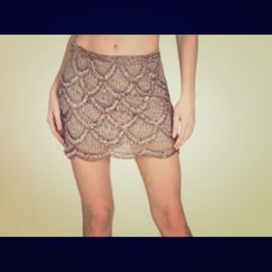 Scallop beaded mini skirt