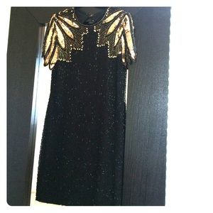 Vintage Sequin Black and Gold Cocktail Dress