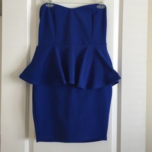 Tobi blue strapless peplum dress