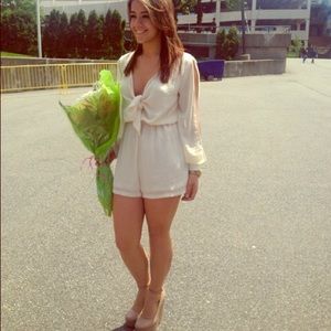 Long cut out sleeve romper