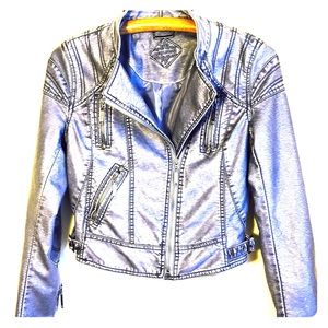 Grey faux leather jacket