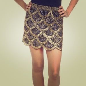 Scallop beaded mini skirt