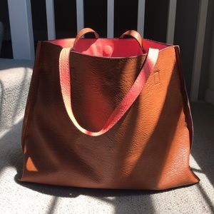 Tan reversible (faux leather) tote