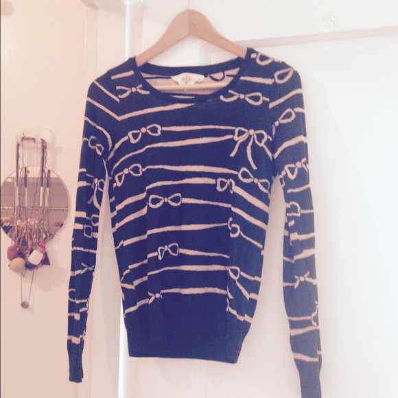New Anthro ribbon ruled sweater - cute bows! - Picture 1 of 4