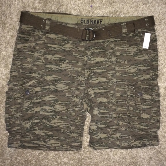 OLD NAVY camo belted cargo SHORTS 48 new green big - Picture 1 of 4