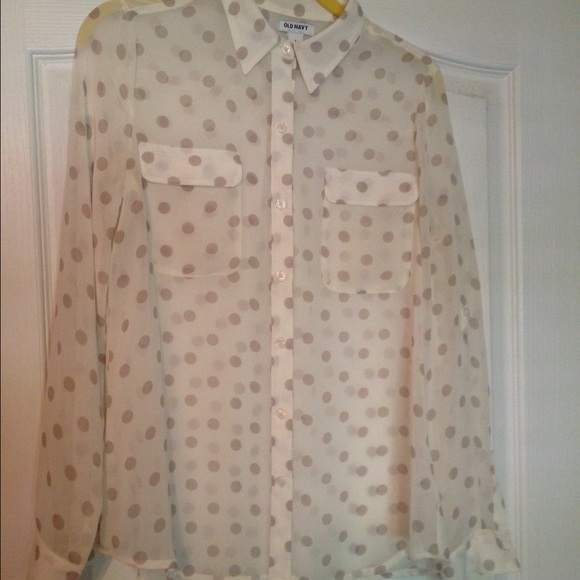 Sheer Polka Dot Button Up