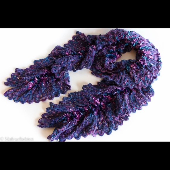 Charter Club Chenille Ruffle Scarf, Purple/blue