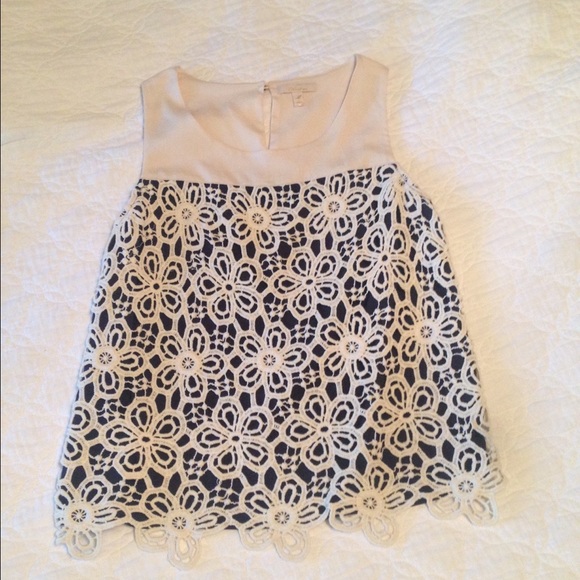 Navy tank top with crochet overlay BUNDLE