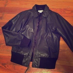 100% leather J Crew bomber jacket