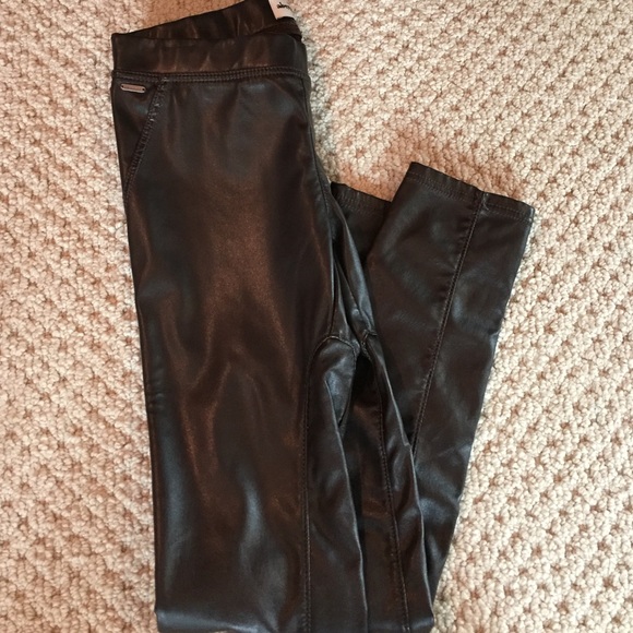Brown faux leather pants