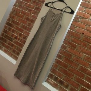 Grey Pinstripe Tank Maxi Dress