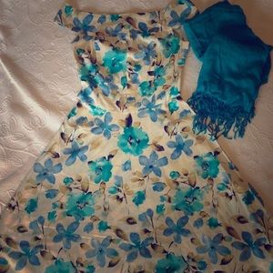 Gave to a friend. Turquoise and blue floral dress