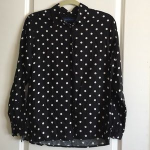 Polka dot button down top
