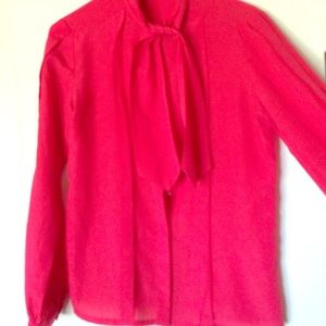 Hot pink vintage button up with necktie