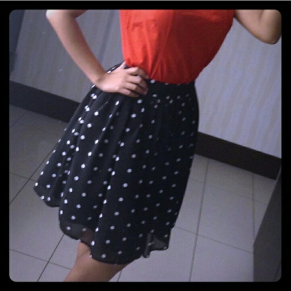 Knee length polka dot skirt