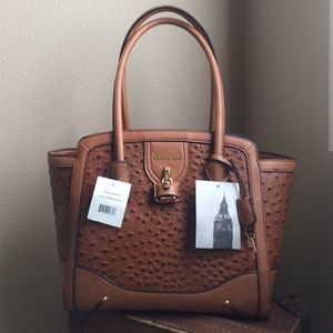 SOLD London Fog Amber Ostrich Handbag satchel
