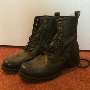 Frye Black Veronica Combat Boots