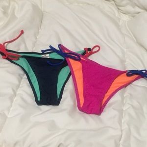 Bundle two hollister bikini bottoms xs blue pink