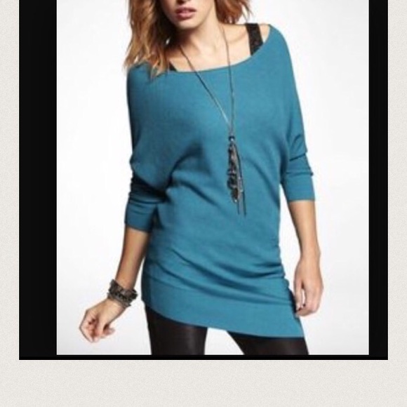 NWT express teal asymmetric hem tunic top