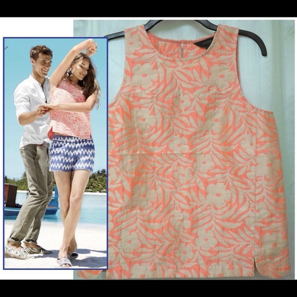 J. Crew Tops - J. Crew SEAMED SHELL in Plumeria Jacquard Sz 4 NWT