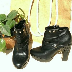 Black studded ankle boots