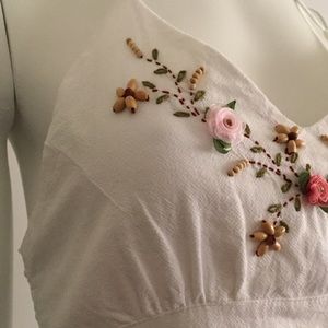Tops - Beaded Floral Halter Top with Side Slits Tops - Beaded Floral Halter Top with Side Slits