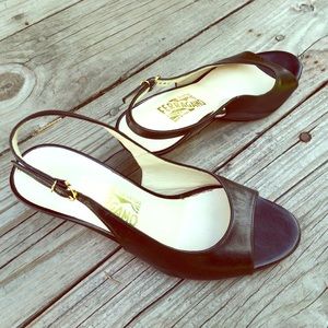 Authentic Salvatore Ferragamo black slingbacks