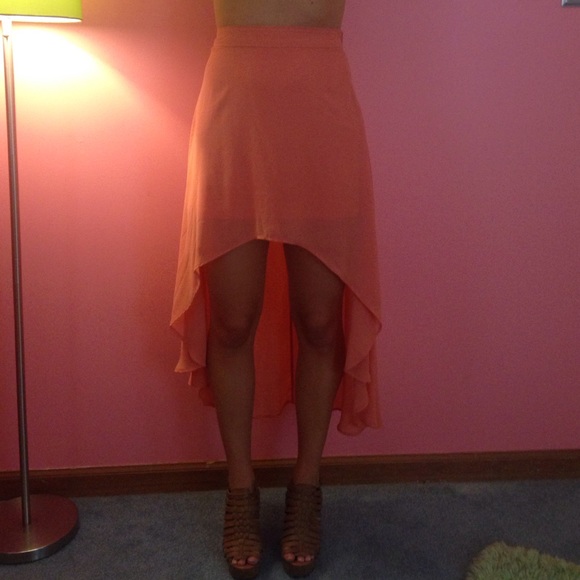 Coral High-Low Skirt